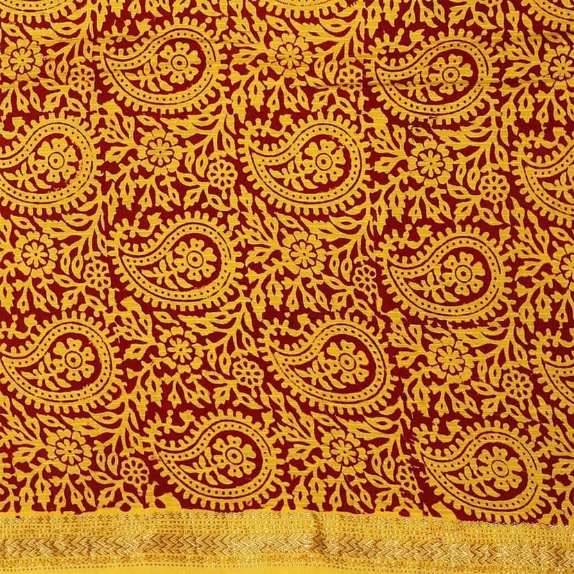 HANDLOOM CHANDERI 03 PCS BAGH PRINTED SUIT (SKU - 1RBS02260221 Suit 114) view 4