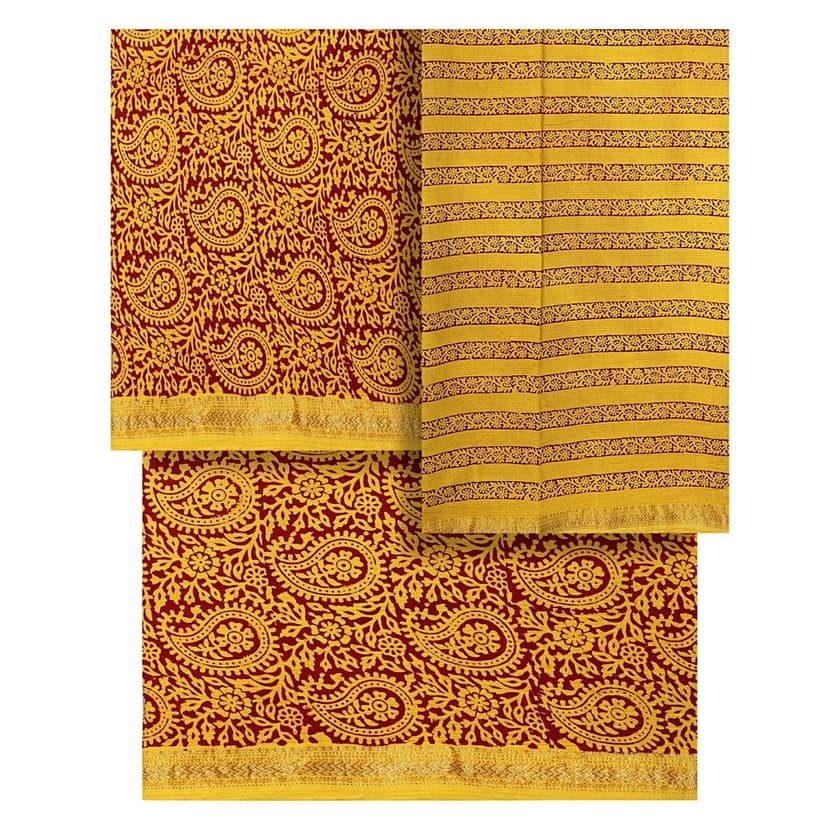 HANDLOOM CHANDERI 03 PCS BAGH PRINTED SUIT (SKU - 1RBS02260221 Suit 114) view 5
