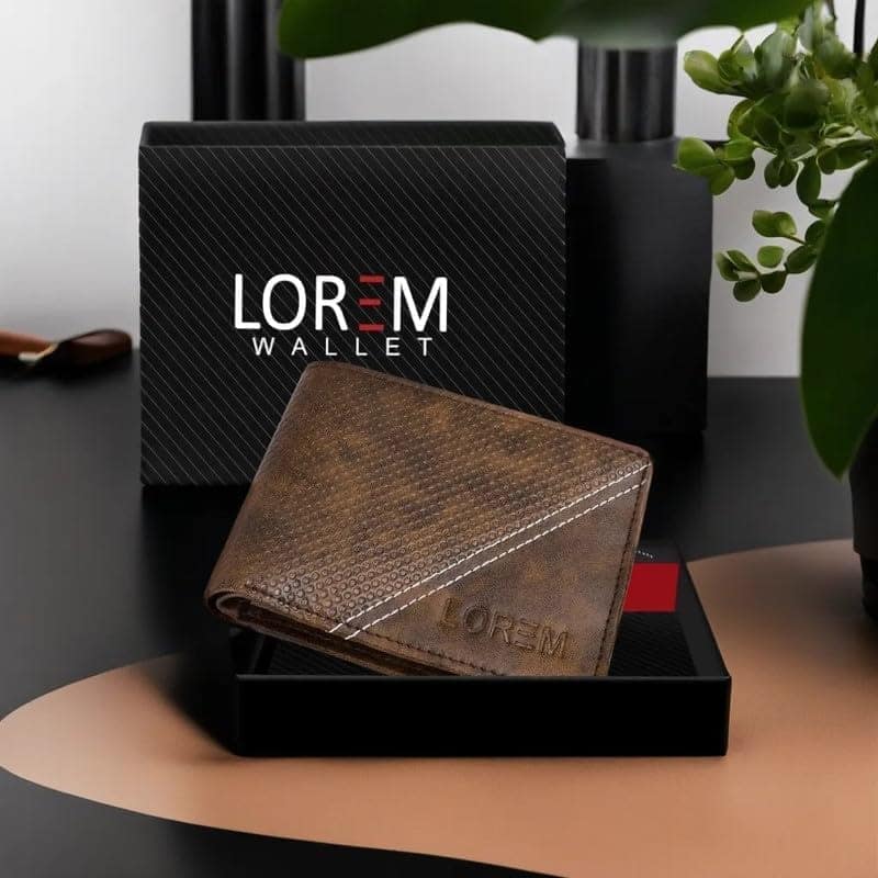 LOREM 3D Emboss Dots Bi-Fold Faux Leather 4 ATM Card Slots Wallet for Men-UF view 2
