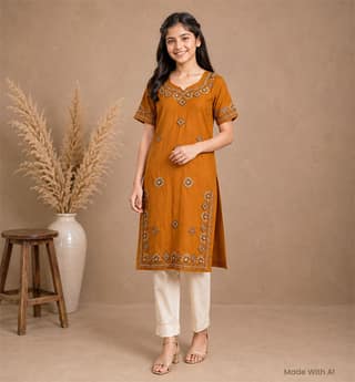 Handcrafted Zari Zardozi Crepe Kids Kurta