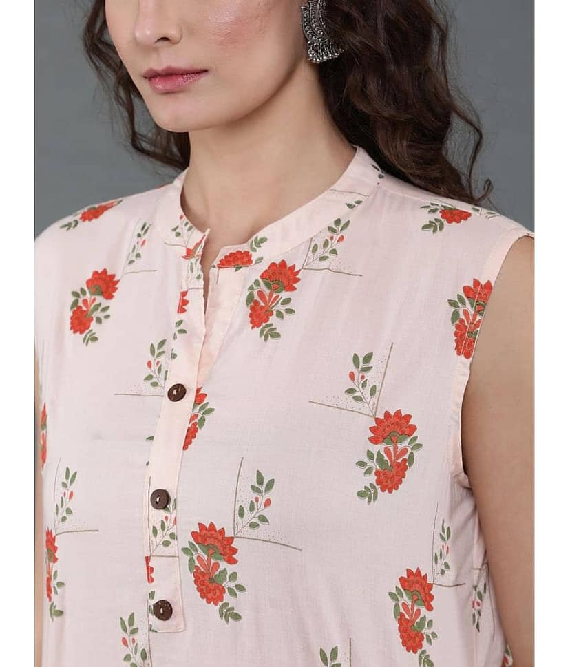 Antaran Women's Cotton Regular Top ( Peach ) view 2