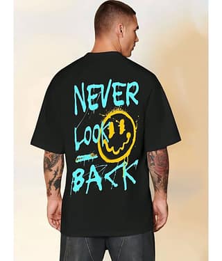 CrazyBee Pack of 1 Cotton Blend Oversized Fit Men's T-Shirt ( Black )
