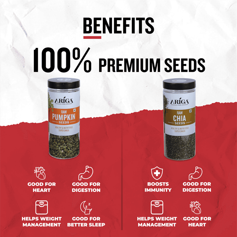 Ariga Foods Raw Pumpkin Seeds & Raw Chia Seeds | Premium Quality Mixed Seeds (2 x 500gm) view 4