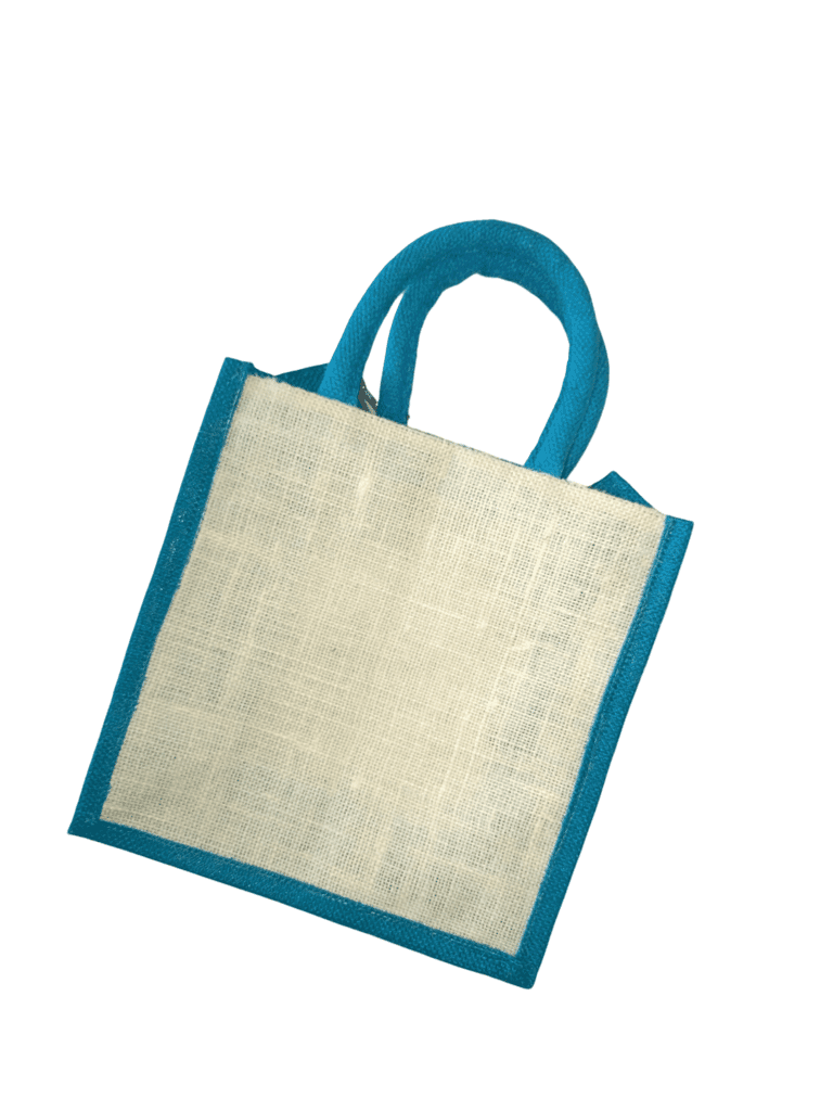 Blue Jute Tote Bag view 4
