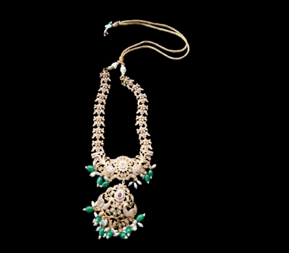 KAVALI Elegant Gold-Plated Necklace & Earrings Set with Gemstones view 3