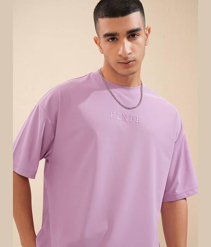Highlander Men Polyester Oversized Fit Printed T-Shirt ( Mauve )