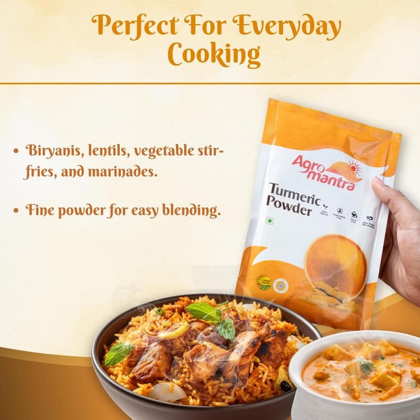 Agro Mantra Turmeric Powder 200g | Without Preservatives & Artificial Colour | Hand-Picked Natural Sources | Vibrant Golden Hue | Essential Indian Spice for Curries, Biryanis & Marinades view 3