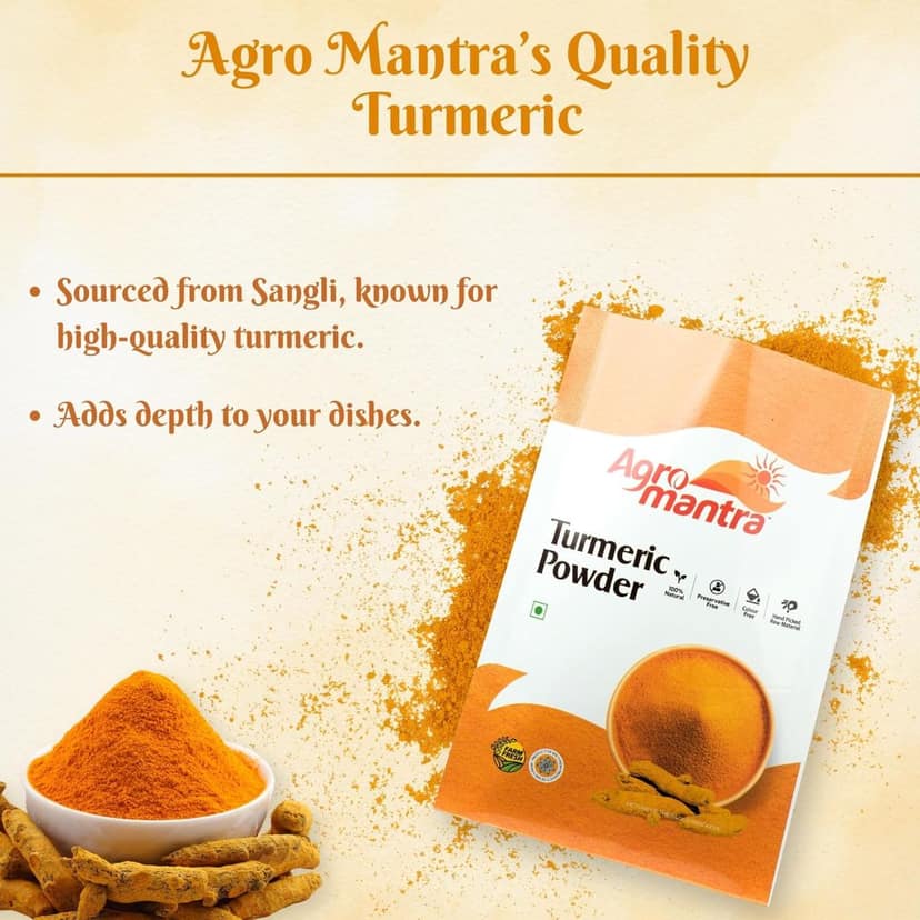 Agro Mantra Turmeric Powder 200g | Without Preservatives & Artificial Colour | Hand-Picked Natural Sources | Vibrant Golden Hue | Essential Indian Spice for Curries, Biryanis & Marinades view 5