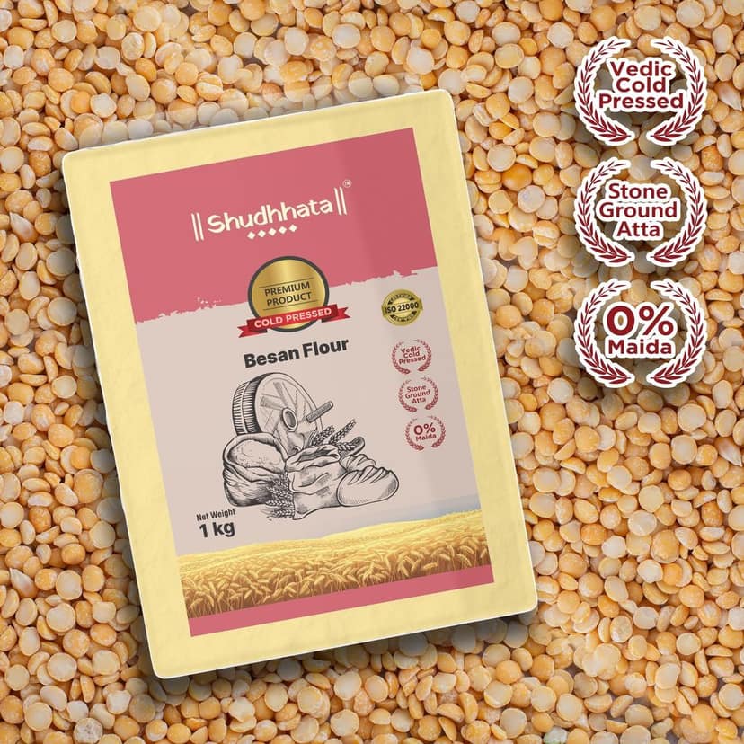 Shudhaata Premium Besan Atta (1kg) - Wholesome Chickpea Flour Packed with Protein, Fiber, and Minerals view 3