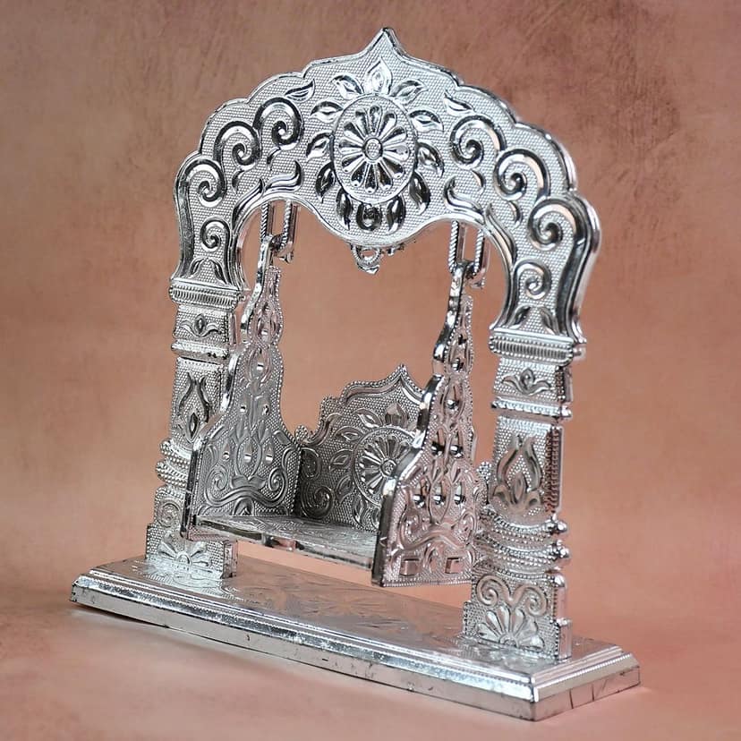 Bal Gopal Jhula – Silver-Coated Decorative Swing for Krishna Idol view 2
