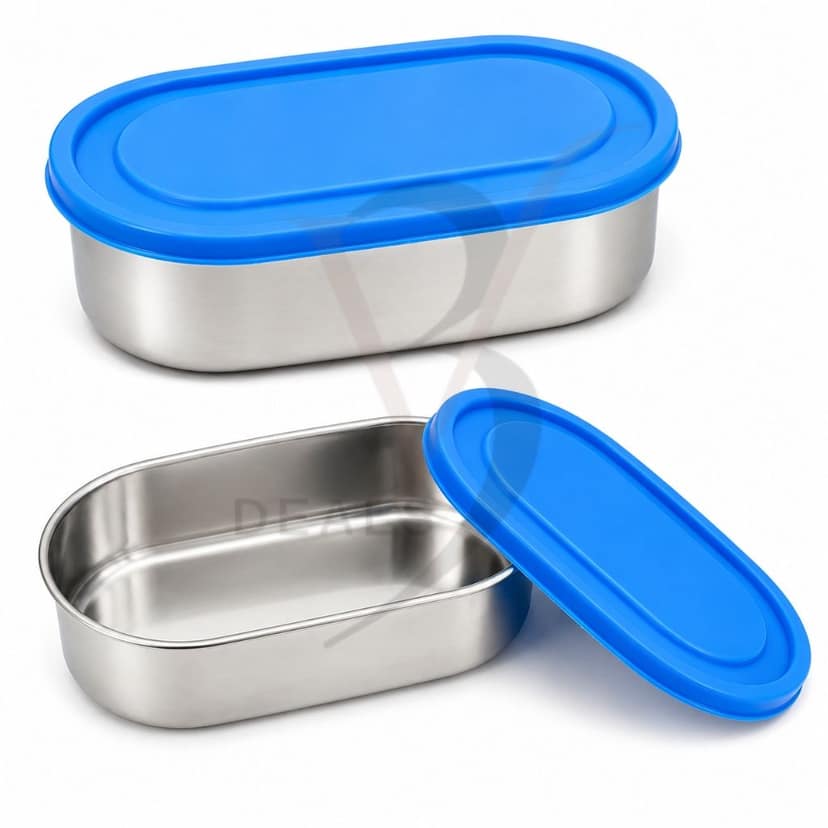 V3Deals Steel Lunch Box with Steel & Plastic Bowls | Tiffin Box with Carry Bag, Premium Stainless Steel, Small Steel Bowl, Large Plastic Bowl, Carry Bag, 2 Bowl Combo, Smart Nesting, Compact & Portable ( Elite Meal Set 5) view 2