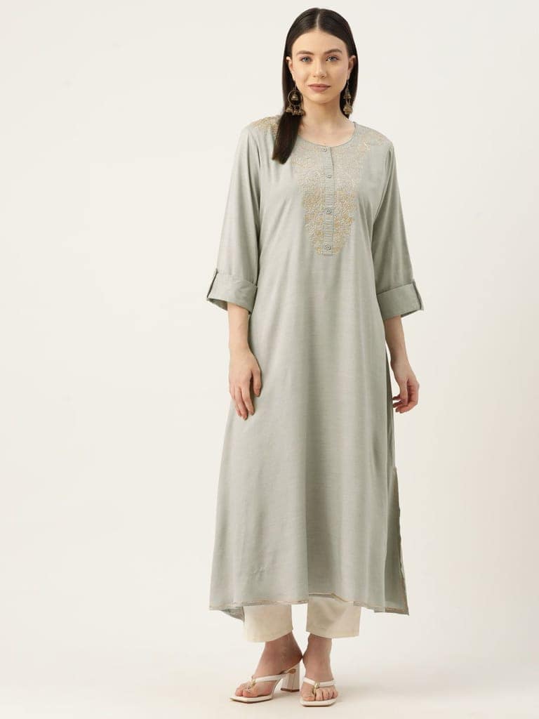 Floral Embroidered Zari Kurta
