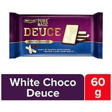 Britannia Pure Magic Deuce Biscuits - White Choco Filled, Rich Chocolate Taste, 60 G