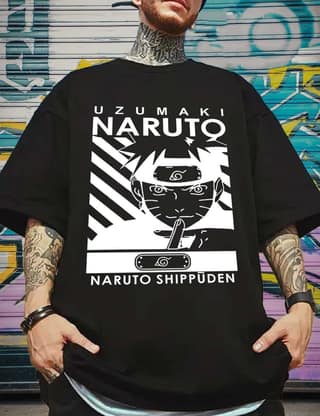 SCOTT FINCHER Men's Naruto Uzumaki T-Shirt | Naruto Shippuden Tee | Anime Shirt | Manga Shirt | Gift for Anime Fan : AA(ARN)BLACK_171