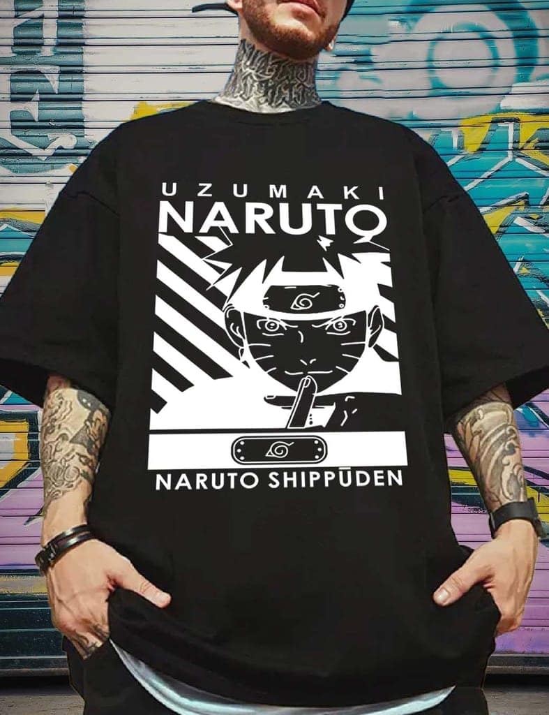 SCOTT FINCHER Men's Naruto Uzumaki T-Shirt | Naruto Shippuden Tee | Anime Shirt | Manga Shirt | Gift for Anime Fan : AA(ARN)BLACK_171