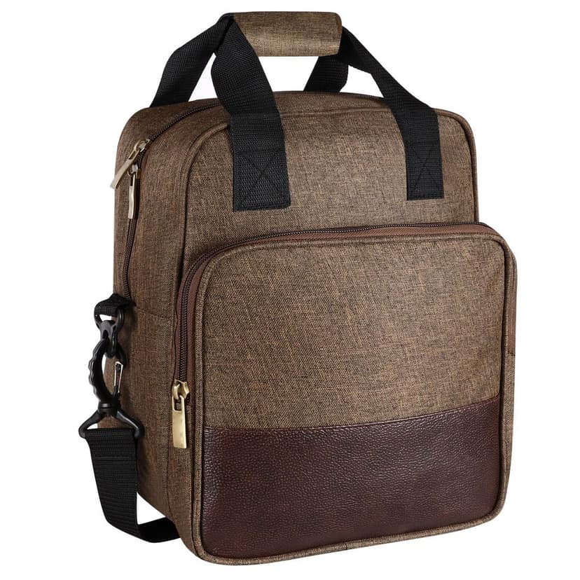 Insulated Lunch Bag | Large Space Fits 2 Lunch Boxes & 1Ltr Water Bottle, Front Cutlery Compartment (Khaki & Brown Color) TB15