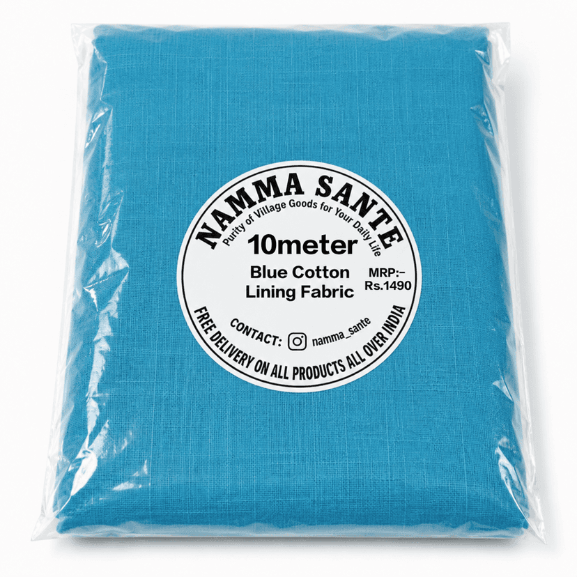 Blue Cotton Lining Fabric (Chhota Panna), Blue Cotton Lining Fibre (Chhota Panna), Blue Lining Cloth (Chhota Panna), Soft Blue Cotton Lining (Chhota Panna), Blue Garment Lining Fabric (Chhota Panna) view 2