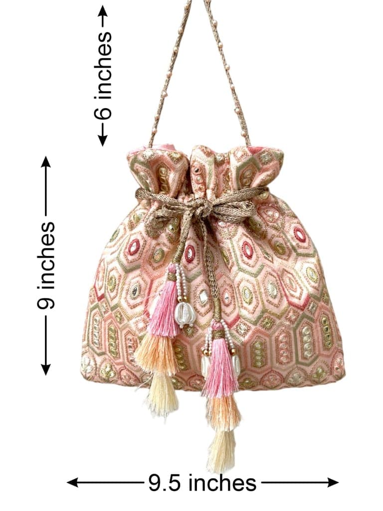 ART BY CHAITASI Embellished Designer Potli Bag with Protective Box, Handbag, Wristlets, Clutch for Women, Girls with Handmade Embroidery, Sequin, Beads Work for Parties, Weddings view 7