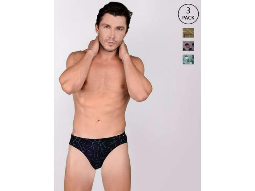 Frenchie Designer 100% Combed Cotton Printed Briefs for Men - Assorted Colours (Pack of 3) - 90