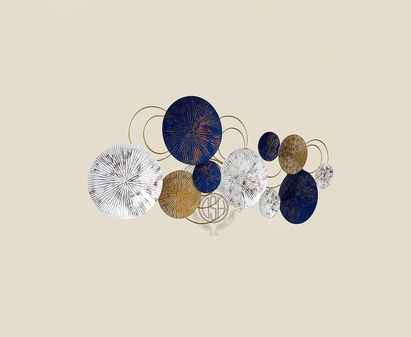 Metal Wall Art Wall Sculpture Wall Hanging Showpiece Perfect For Home (18-Circle-Blu) view 3
