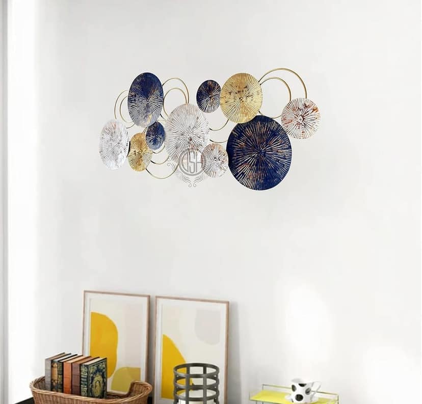 Metal Wall Art Wall Sculpture Wall Hanging Showpiece Perfect For Home (18-Circle-Blu) view 4