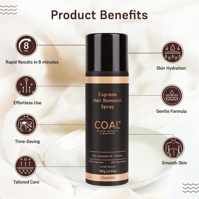 COAL Clean Beauty Express Hair Removal Spray with Coffee Fragrance | DIY Painless Solution To Unwanted Hair In 10 Minutes | Men & Women | All Hair Types | 182g view 3