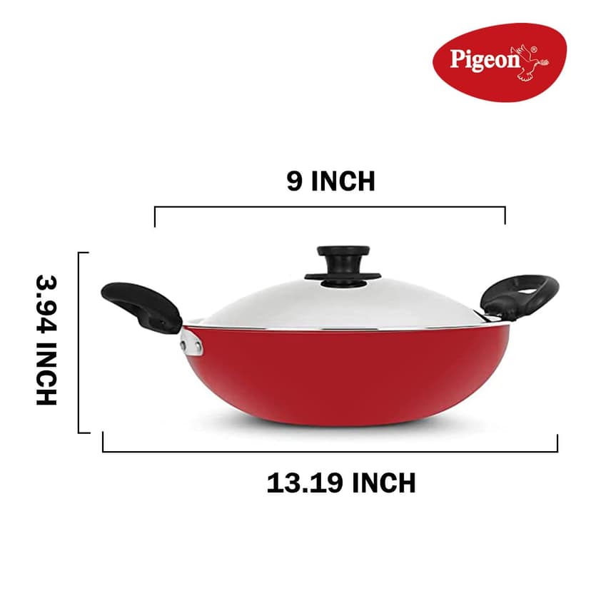 Pigeon Storm Non-Stick Aluminium Kadai 300 mm, Induction Base - Brown view 2