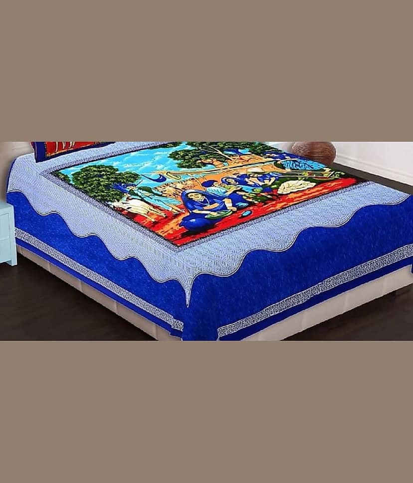PETROSOLY Cotton 1 Double Bedsheet with 2 Pillow Covers ( Blue ) view 2
