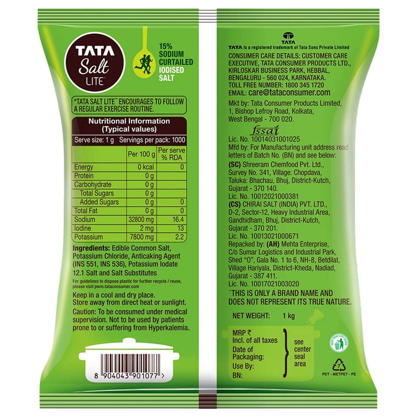 Tata Lite Sodium Curtailed Iodised Salt 1 kg view 2