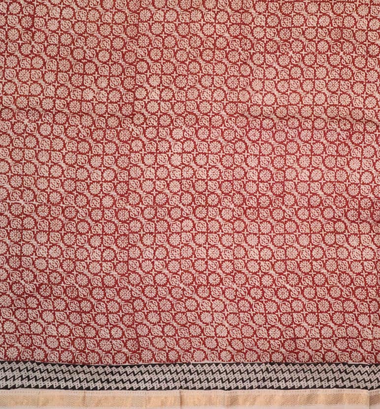 Bagh Print Maheshwari Cotton-Silk Saree – Hand Block Printed view 5
