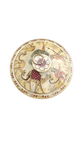 Jakir Hussain Bone Box Miniature Painting Antique Finish Showpiece for Living Room Home Decor and Gift Purpose | Set of 1