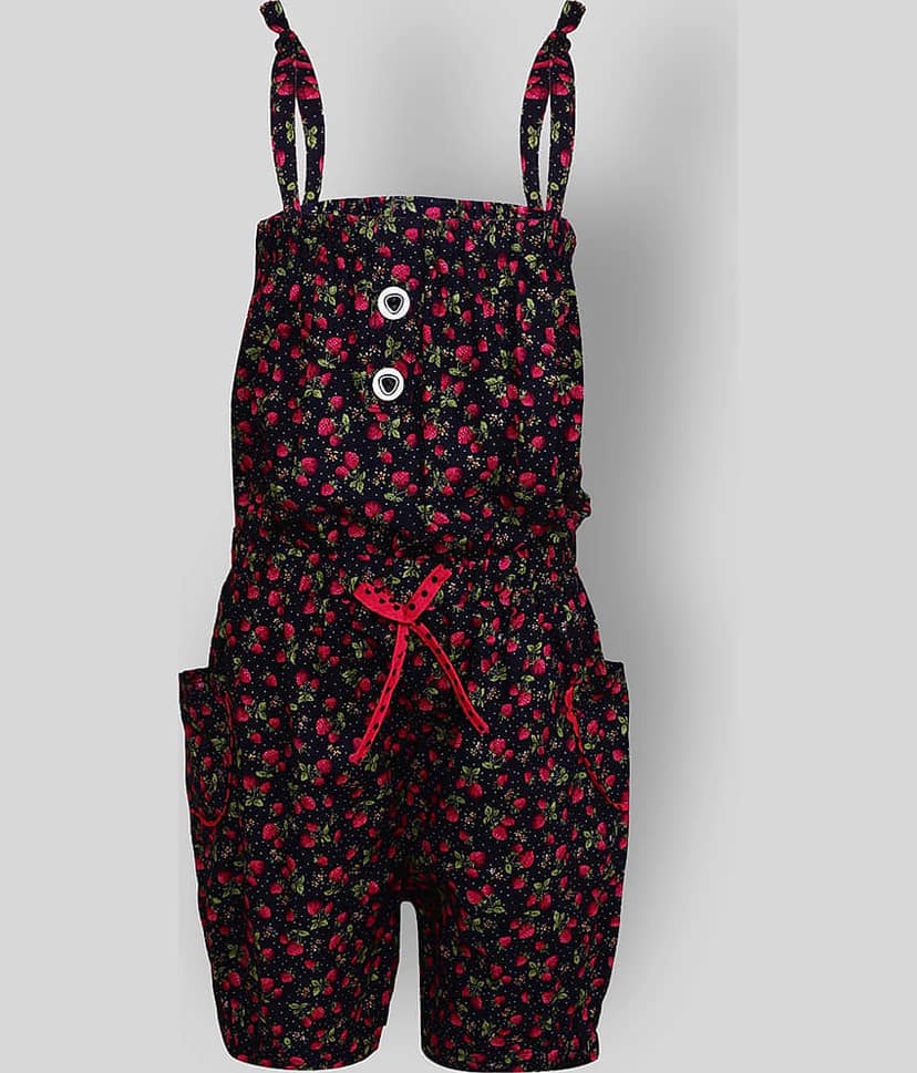 Cherry Tree Girls Cotton Jumpsuit ( Pack of 1 , Deep Pink )
