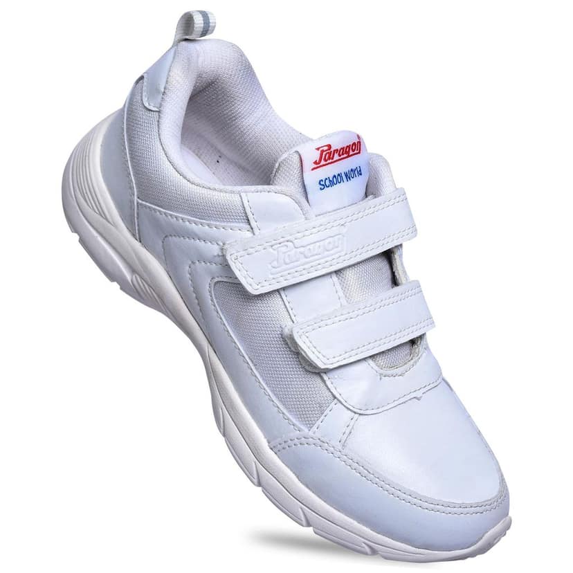 Paragon Ultra Comfortable, Lightweight and Durable Boy's White School Shoes for Sports & Everyday Use | White Uniform Shoes with Velcro Closure and Breathable Outer Fabric view 2