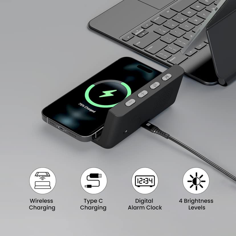 Portronics Freedom 4A , Digital Alarm Clock, Brightness Level, Fast Charging, Compact view 4