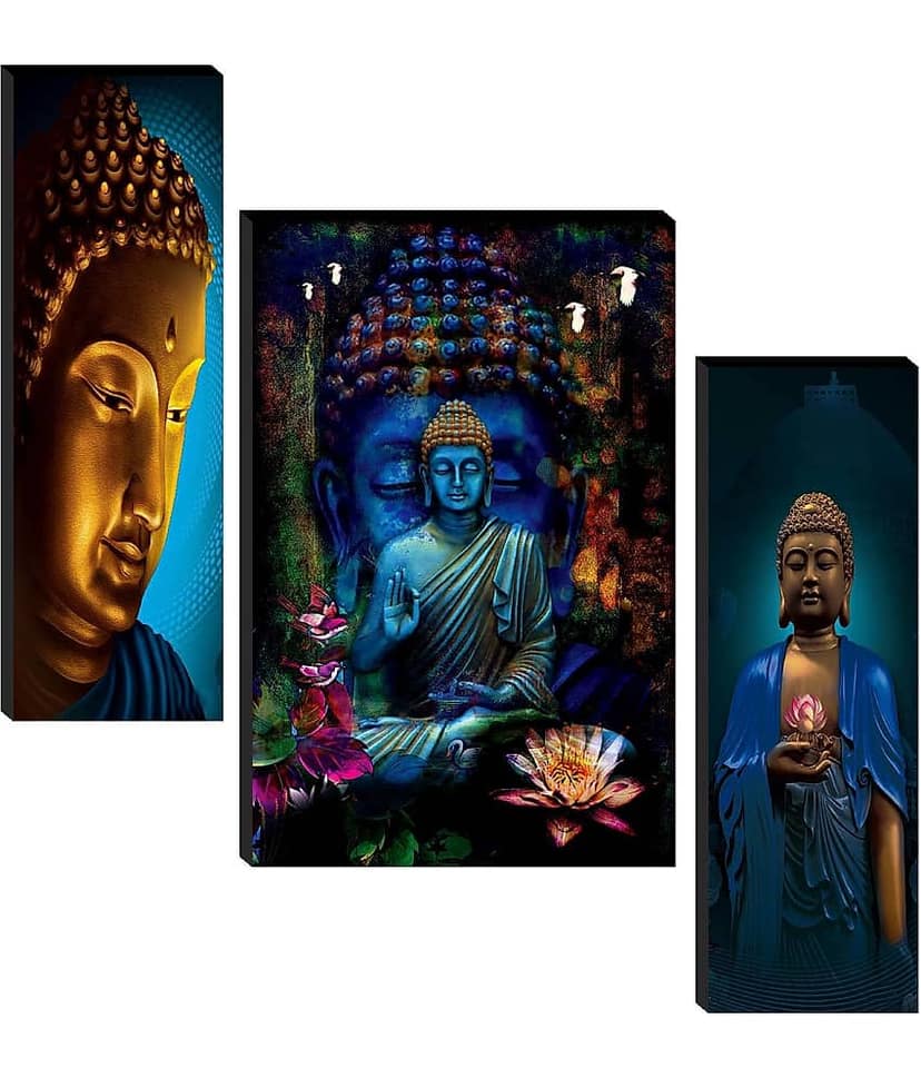 Saf Lord Gautam Buddha Ji Religious Wall Hanging Painting With Frame view 2
