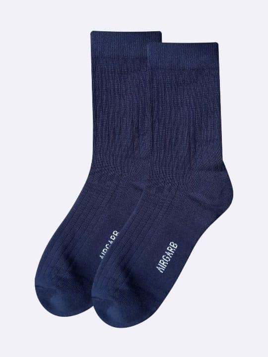 Air Garb Indulge in luxury with our premium cotton socks - Men and Women - Crew Length - Navy Blue view 4
