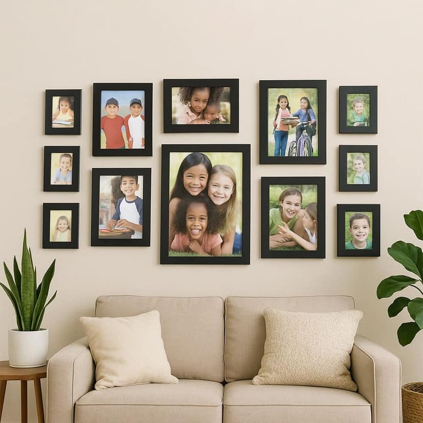 Premium Black Photo Frame Set 12 Pcs Wall Hanging Gallery Frames view 4