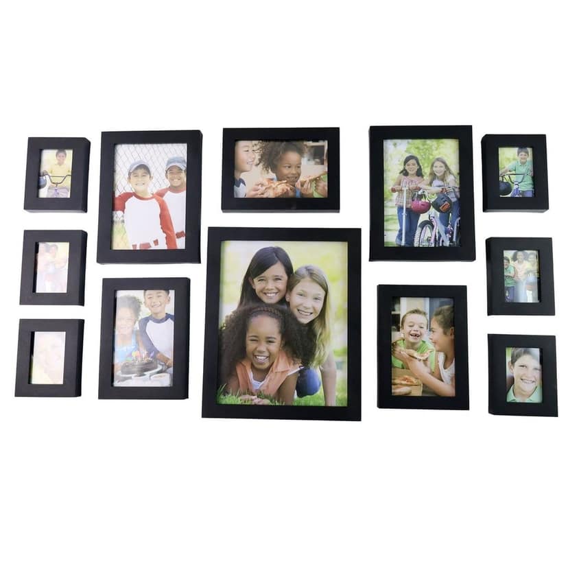 Premium Black Photo Frame Set 12 Pcs Wall Hanging Gallery Frames view 5