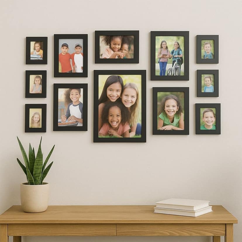 Premium Black Photo Frame Set 12 Pcs Wall Hanging Gallery Frames view 7