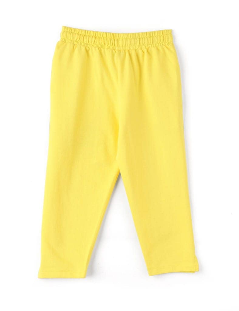Girls Capri Pants Cotton French Terry Blazing Yellow Miami Beach view 4