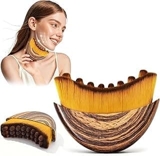 Lymphatic Drainage Face Brush for Jawline & Neck – Wooden Contour Massage Brush for Face & Body, Reduces Puffiness, Facial Sculpting & Skin Relaxation Tool