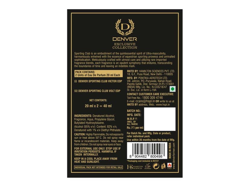 Denver Sporting Club EDP Combo - 20ml Each (Victor, Volt) view 2