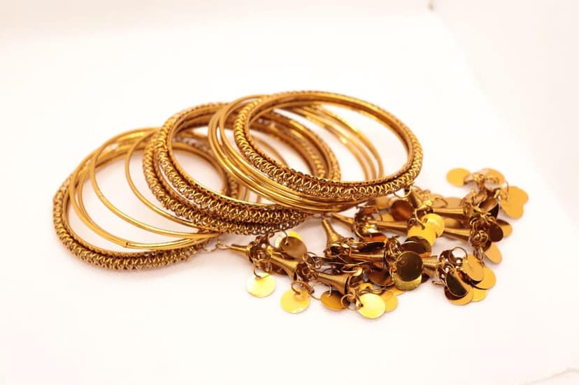 Gold Plated Traditional Indian Wedding Bangles Set for Women view 2