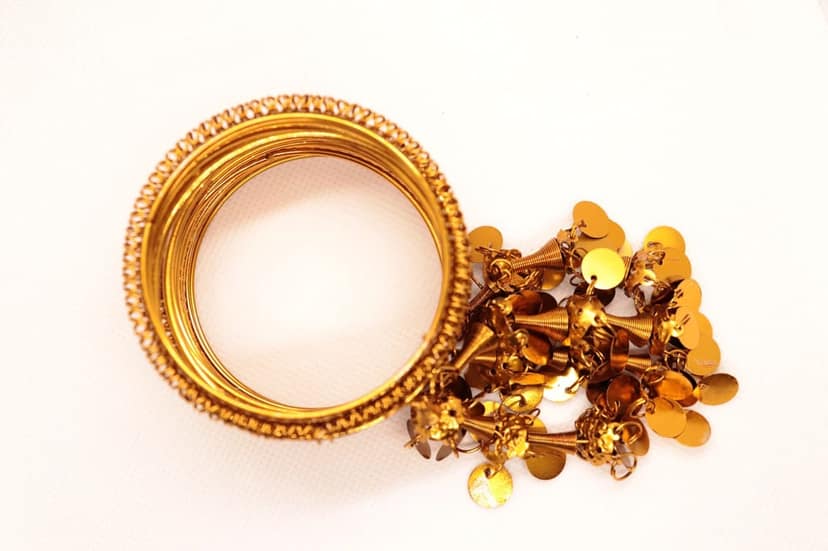 Gold Plated Traditional Indian Wedding Bangles Set for Women view 4