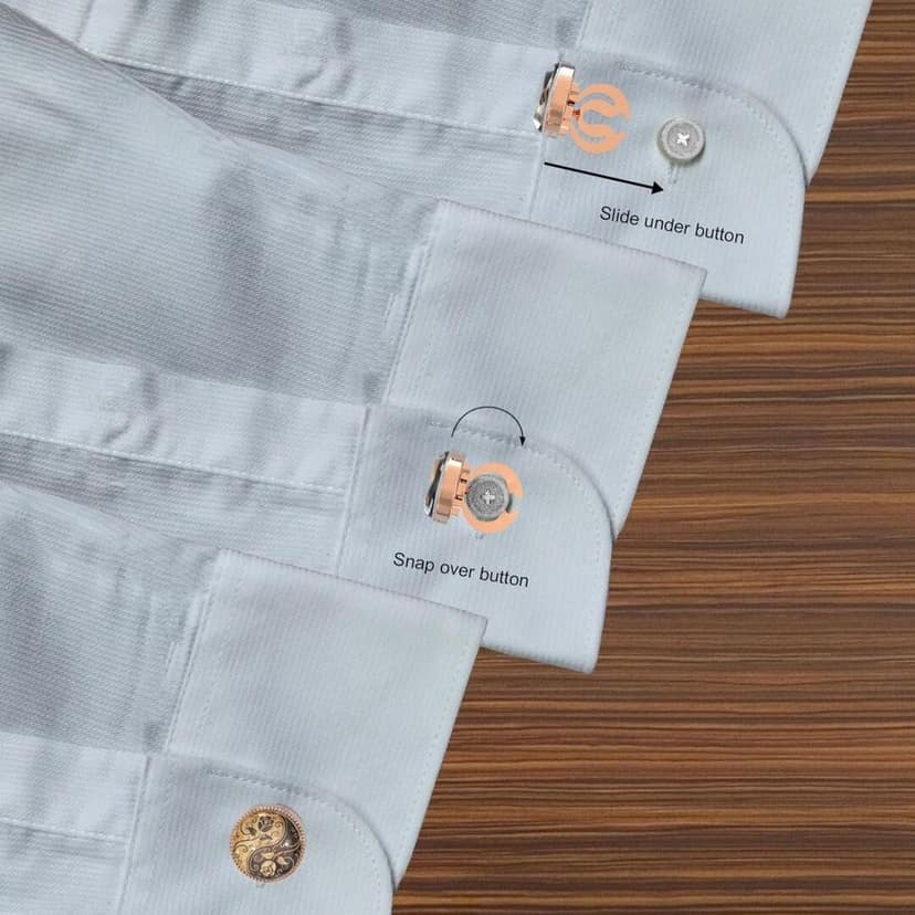 The Smart Buttons - Shirt Button Cover Cufflinks for Men - Ying & Yang Design Pattern view 5