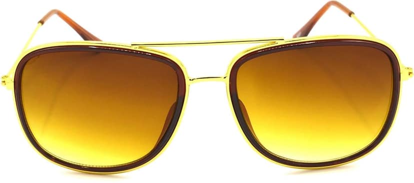 Hrinkar Unisex Round Sunglasses Silver & Golden Frame, Grey & Brown Lens (Medium) - Pack of 2 view 3