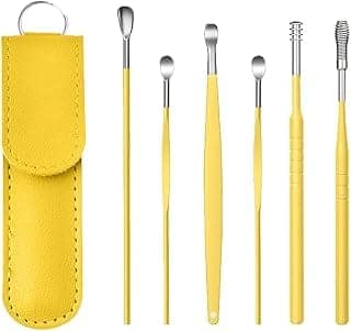Ear Cleaning Kit Steel Ear Cleaner Reusable Ear Wax Remover Tool Kit Set With Storage Box, 6 Pcs Stainless Steel Earpick Set, Spiral Ear Curette for Home & Travel