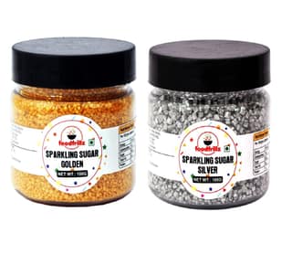 foodfrillz Sparkling Sugar Combo - Golden and Silver Sprinkles for cake decoration, (100 g x 2)