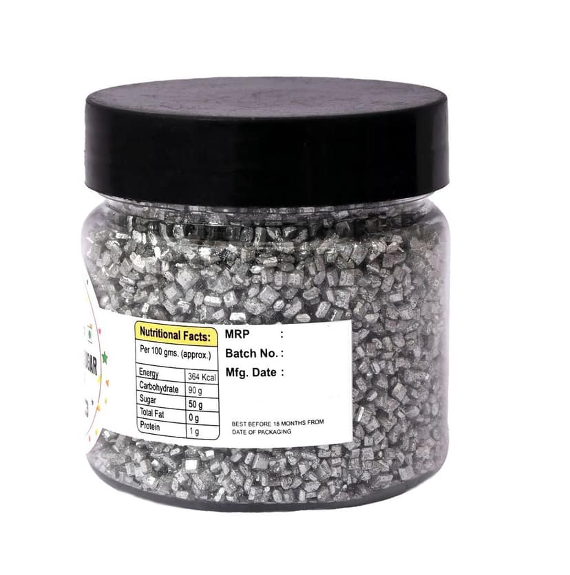 foodfrillz Sparkling Sugar Combo - Golden and Silver Sprinkles for cake decoration, (100 g x 2) view 2