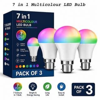7 in 1 Multicolour LED Bulb auto and Manual change pack of 3